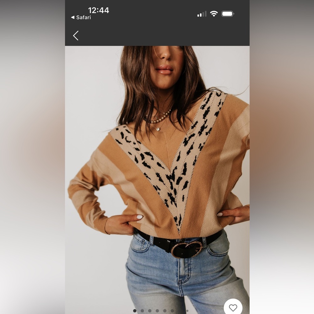 AMPERSAND AVE Tan and Black Patterned Sweater